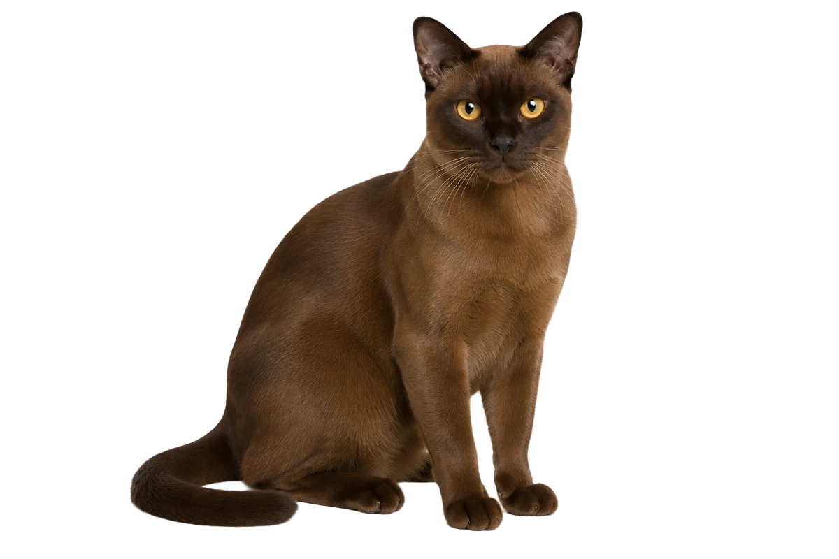 Burmakatt med gyllene ögon sitter